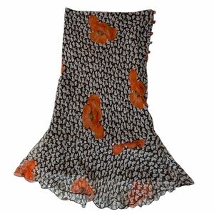 Paul & Joe Brown and Cream 100% silk midi skirt